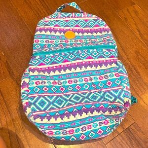 Lilly Reese Teal Pink Striped Back Pack Bookbag Purse